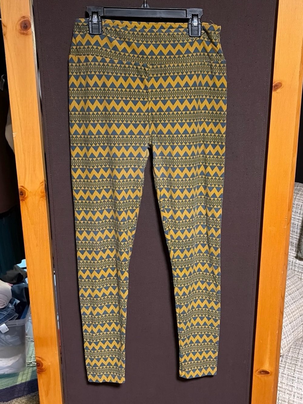 Lularoe Leggings mustard yellow and blue Aztec pattern